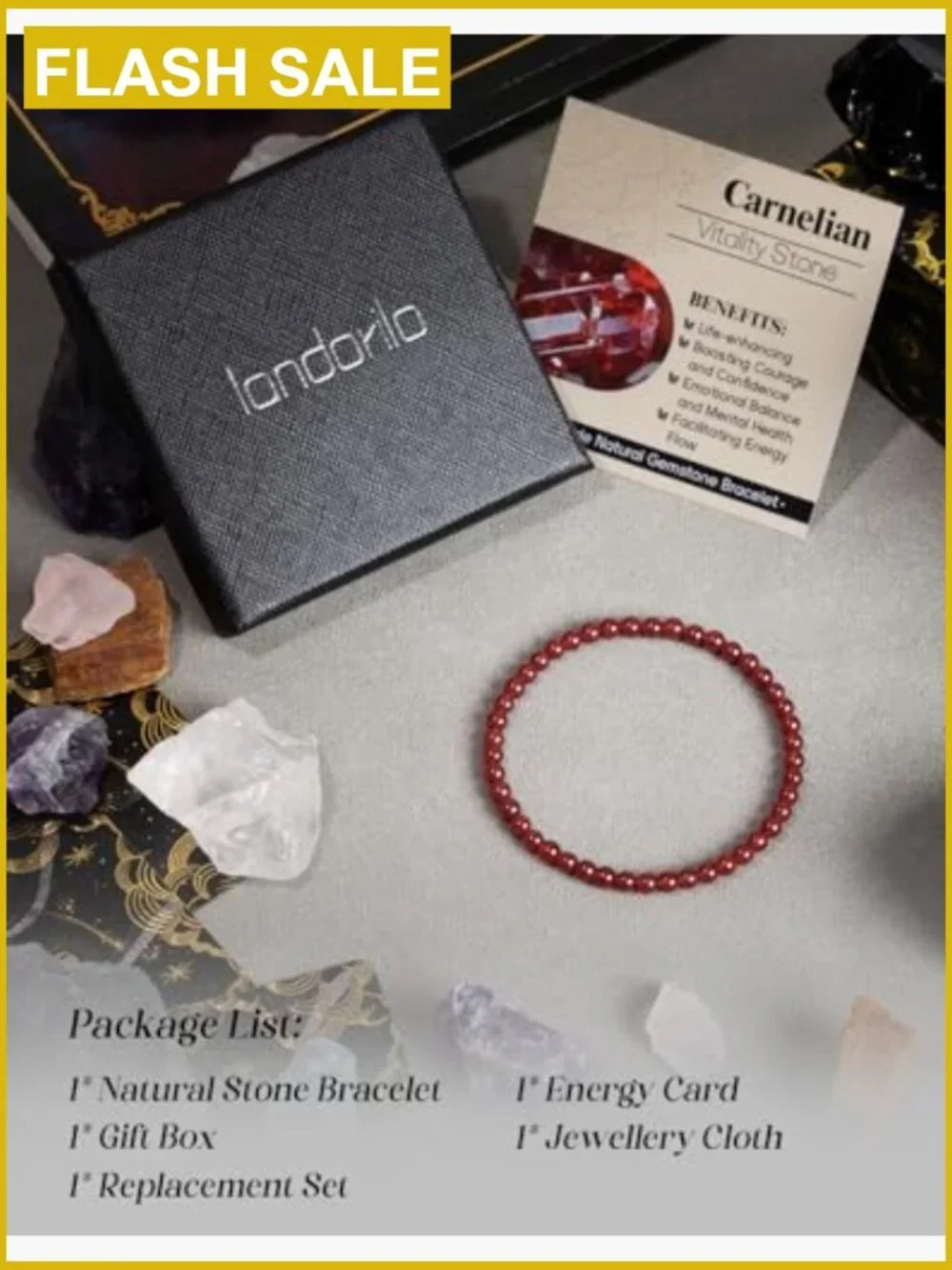 Natural Stone Stretch Bracelet - Healing Crystal Energy Protection